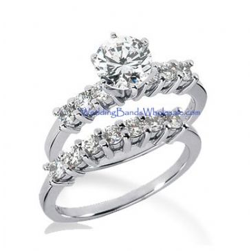 18K Gold Diamond Engagement Bridal Set 1.65ctw. 4006-18KENBR-140