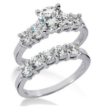 18K Gold Diamond Engagement Bridal Set 2.35ctw. 4007-18KENBR-143