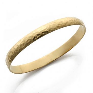 8mm Plain Dome Hammered Womens Gold Bangle