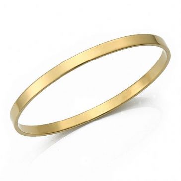 4.5mm Plain Flat Heavyweight Womens Gold Bangle