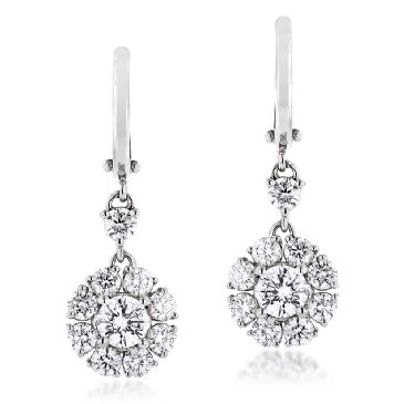 18K Gold & 2.78 Carat VS Diamond Designer Cluster Earrings