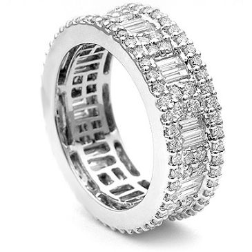 18K Gold & 2.82 Carat Diamond Art Deco Style Eternity Ring