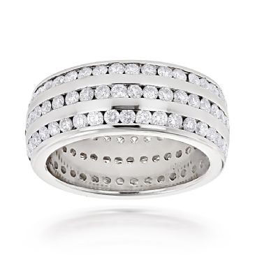 18K Gold & 4.50 Carat 3-Row Diamond Eternity Band