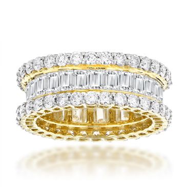 18K Gold & 6 Carat Diamond Round Baguette Eternity Band