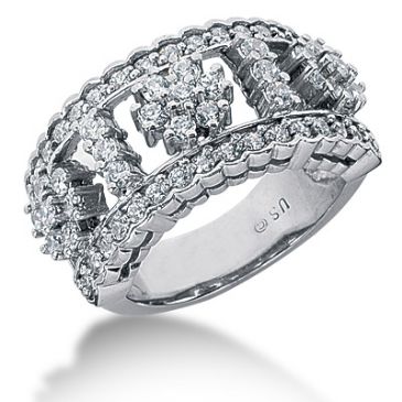 18K Petal Design Round Brilliant Diamond Anniversary Ring (1.29ctw.)
