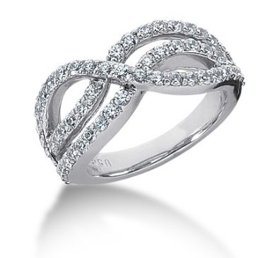 18K Looped Round Brilliant Diamond Anniversary Ring (1.08ctw.)