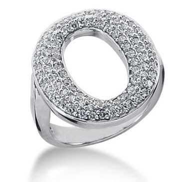 18K 'O' Shaped Round Brilliant Diamond Anniversary Ring (0.86ctw.)