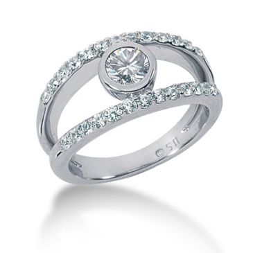 18k Jaw Drop Round Brilliant Diamond Anniversary Ring (1.02ctw.)