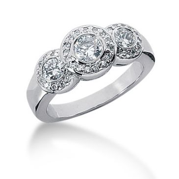 18K Three Center Round Brilliant Diamond Anniversary Ring (0.78ctw.)