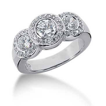 18K Tripad Main Round Brilliant Diamond Anniversary Ring (1.3ctw.)