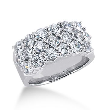 18K Three Row Pattrened, Round Brilliant Diamond Ring (2.85 ctw.)