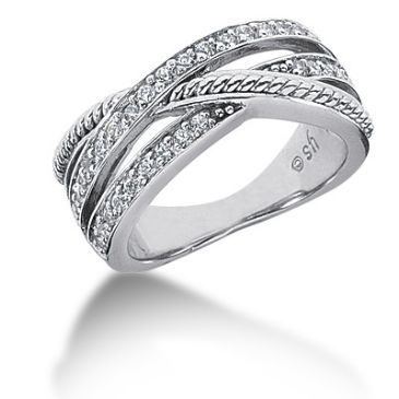 18K Criss Cross Round Brilliant Diamond Anniversary Ring (0.48ctw.)