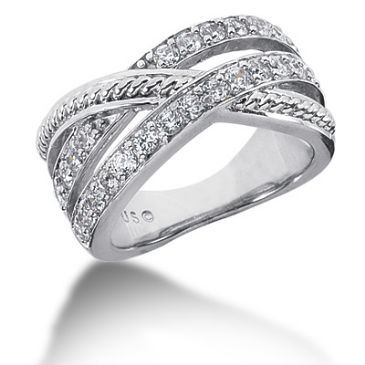 18K Twined Round Brilliant Diamond Anniversary Ring (0.75ctw.)