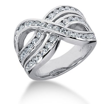 18K Interlock Design Round Brilliant Diamond Anniversary Ring (1.68ctw.)