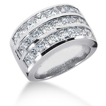 18K White Gold Channel Set Princess Cut Diamond Anniversary Ring (4.43ctw.)