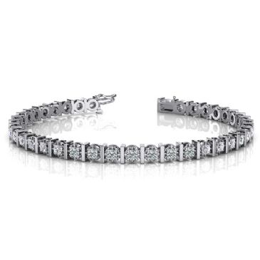 18K White Gold Diamond Illusion Round Brilliant Prong Set Tennis Bracelet (1.56ctw.)