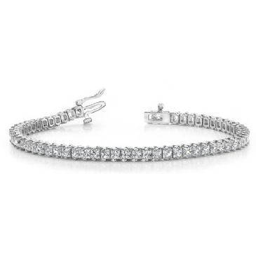 18K White Gold Diamond Princess Cut 2 Prong Set Tennis Bracelet (7.93ctw.)