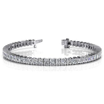 18K White Gold Diamond Princess Cut 4 Prong Set Tennis Bracelet (9.35ctw.)