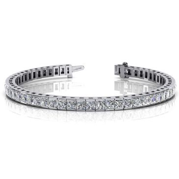 18K White Gold Diamond Princess Cut Channel Set Tennis Bracelet (8.96ctw.)