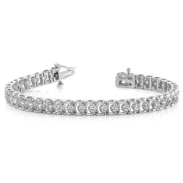 18K White Gold Diamond Round Bridge Prong Set Tennis Bracelet (2.00ctw.)