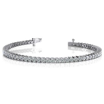 18K White Gold Diamond Round Brilliant 2 Prong Set Tennis Bracelet (5.04ctw.)