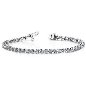 18K White Gold Diamond Round Brilliant 3 Prong Set Tennis Bracelet (5.06ctw.)