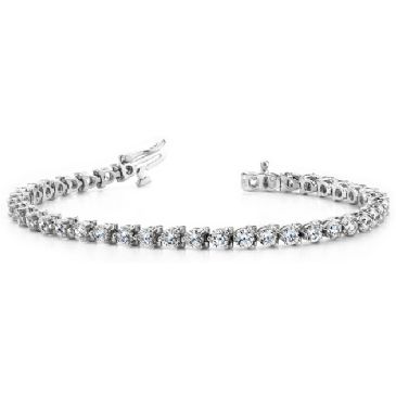 18K White Gold Diamond Round Brilliant 3 Prong Set Tennis Bracelet (6.0ctw.)