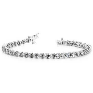 18K White Gold Diamond Round Brilliant 3 Prong Set Tennis Bracelet (6.0ctw.)