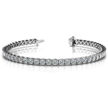 18K White Gold Diamond Round Brilliant 4 Prong Set Tennis Bracelet (6.12ctw.)