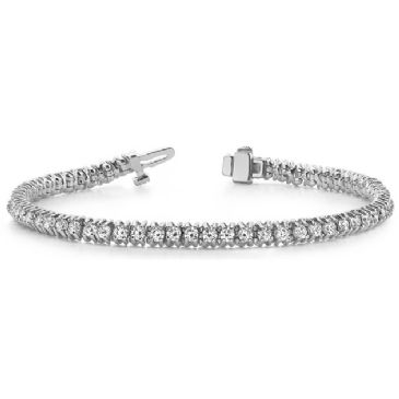 18K White Gold Diamond Round Brilliant 4 Prong Tennis Bracelet (4.13ctw.)