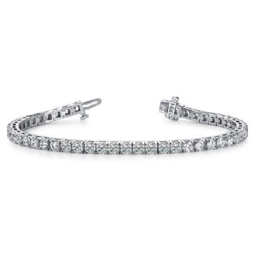 18K White Gold Diamond Round Brilliant 4 Prong Tennis Bracelet (7.68ctw.)