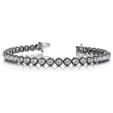 18K White Gold Diamond Round Brilliant Bezel Set Tennis Bracelet (3.04ctw.)