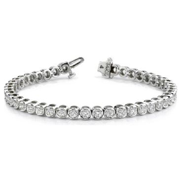 18K White Gold Diamond Round Brilliant Channel Set Tennis Bracelet (3.87ctw.)