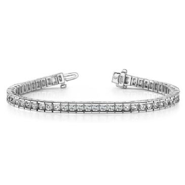 18K White Gold Diamond Round Brilliant Channel Tennis Bracelet (5.6ctw.)