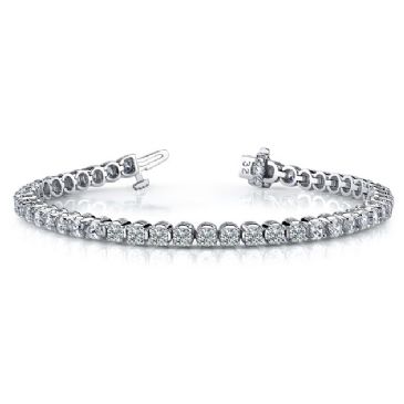 18K White Gold Diamond Round Brilliant Classic Prong Tennis Bracelet (5.52ctw.)