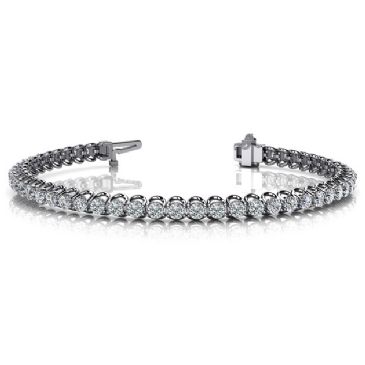 18K White Gold Diamond Round Brilliant Prong Set Tennis Bracelet (4.08ctw.)