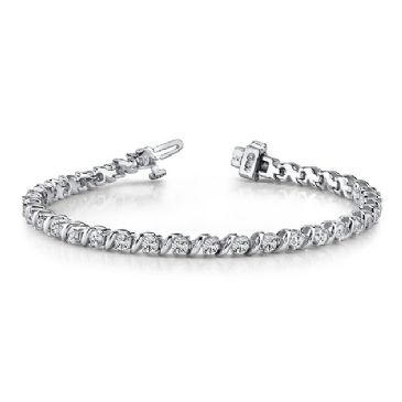 18K White Gold Diamond Round Brilliant Prong Set Tennis Bracelet (7.00ctw.)