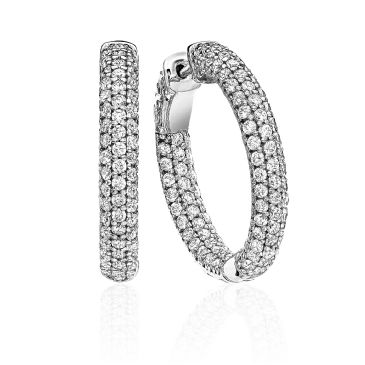 18K White Gold Pave Set Diamond Hoop Earring (2.67ctw.)