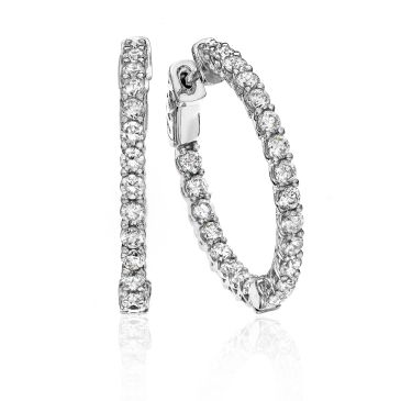 18K White Gold Shared Prong Set Diamond Hoop Earring (1.50ctw.)