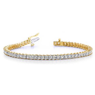 18K Yellow Gold Diamond Princess Cut 2 Prong Set Tennis Bracelet (7.93ctw.)