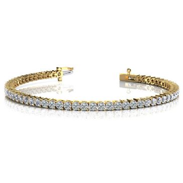 18K Yellow Gold Diamond Round Brilliant 2 Prong Set Tennis Bracelet (5.04ctw.)