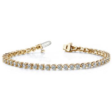 18K Yellow Gold Diamond Round Brilliant 3 Prong Set Tennis Bracelet (5.06ctw.)