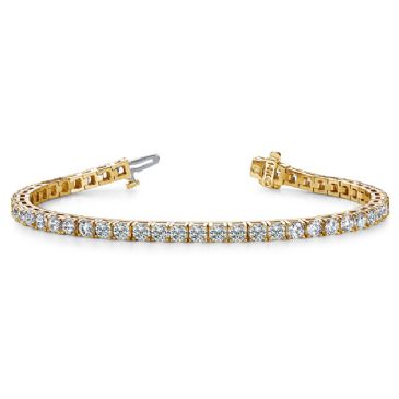 18K Yellow Gold Diamond Round Brilliant 4 Prong Tennis Bracelet (7.68ctw.)