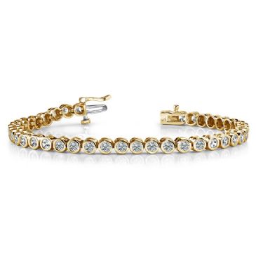 18K Yellow Gold Diamond Round Brilliant Bezel Set Tennis Bracelet (2.82ctw.)