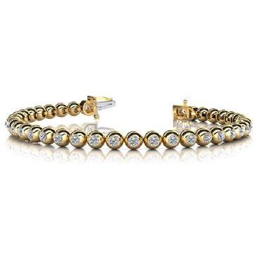 18K Yellow Gold Diamond Round Brilliant Bezel Set Tennis Bracelet (3.04ctw.)