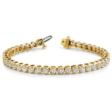 18K Yellow Gold Diamond Round Brilliant Channel Set Tennis Bracelet (3.87ctw.)