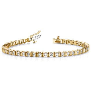 18K Yellow Gold Diamond Round Brilliant Channel Set Tennis Bracelet (3.9ctw.)