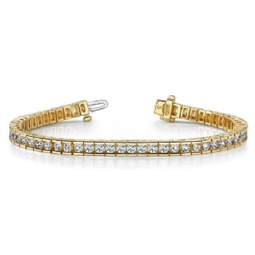 18K Yellow Gold Diamond Round Brilliant Channel Tennis Bracelet (5.6ctw.)