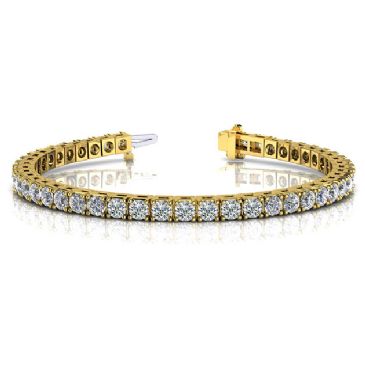 18K Yellow Gold Diamond Round Brilliant Classic Prong Tennis Bracelet (5.98ctw.)