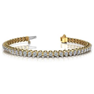 18K Yellow Gold Diamond Round Brilliant Prong Set Tennis Bracelet (4.08ctw.)